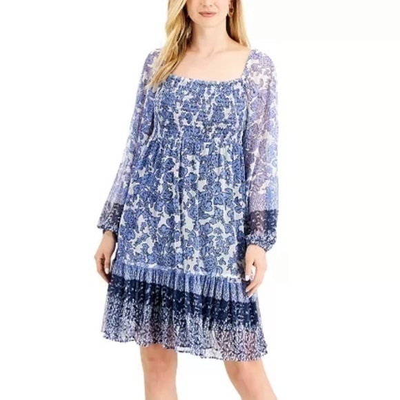 Taylor Denim Smocked Mesh Dress NWT size 16 - Picture 1 of 5